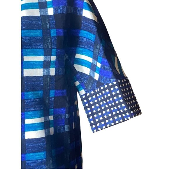 Max Mara Weekend Blue Green Abstract Plaid Sheath MIDI Dress Wm’s Sz 4 - Picture 4 of 9